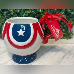 Johanna Parker Carnival Cottage America Patriotic Stars Ceramic Mug Cup NEW